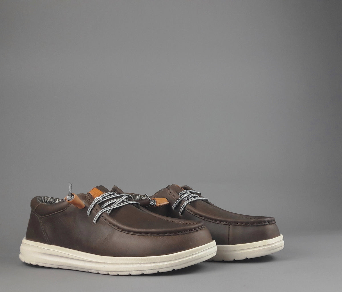 Hey Dude Sneakers Wally Grip Pelle Ingrassata Marrone Scuro