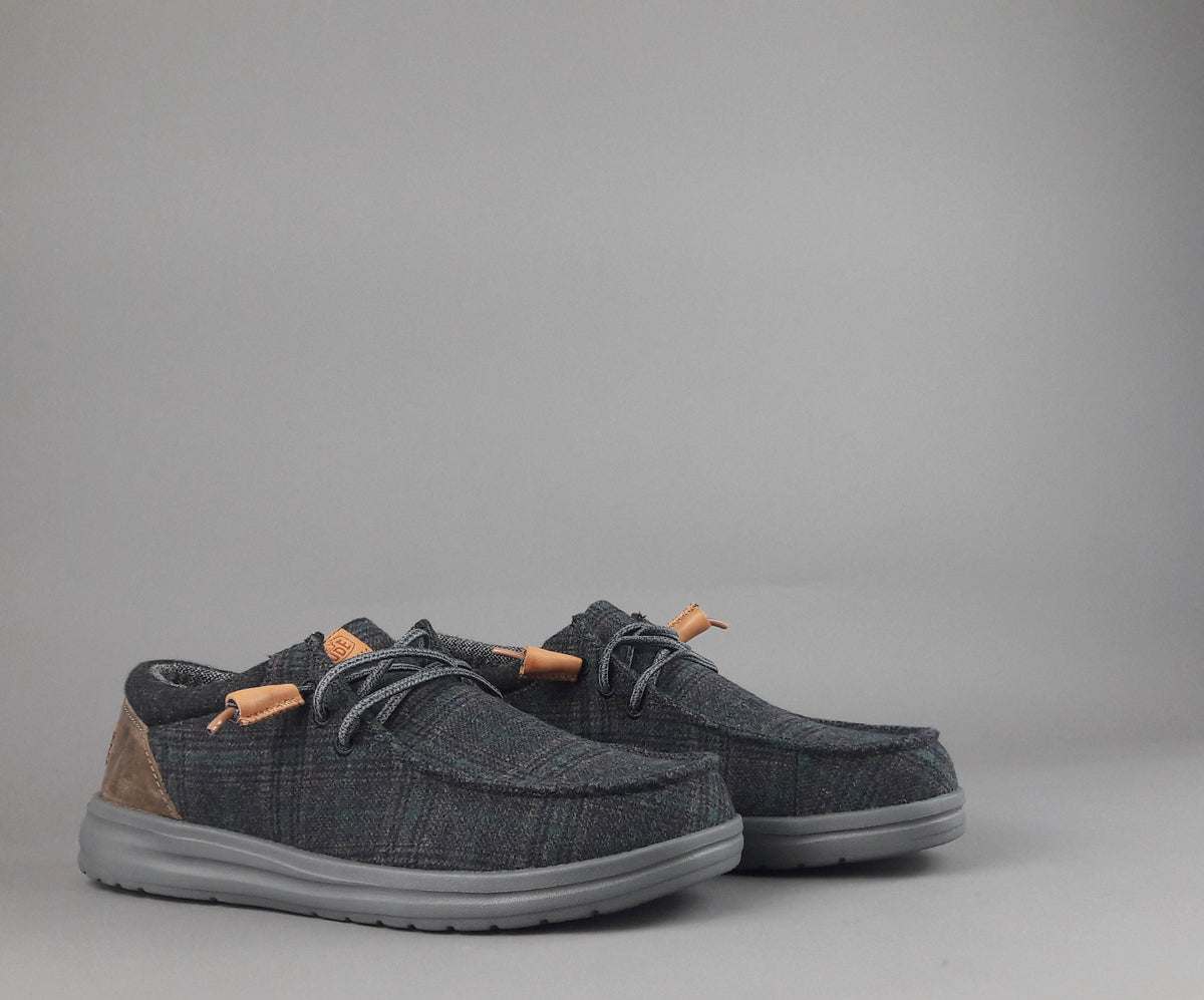 Hey Dude Sneakers Wally Grip Wool Lana Grigio Plaid