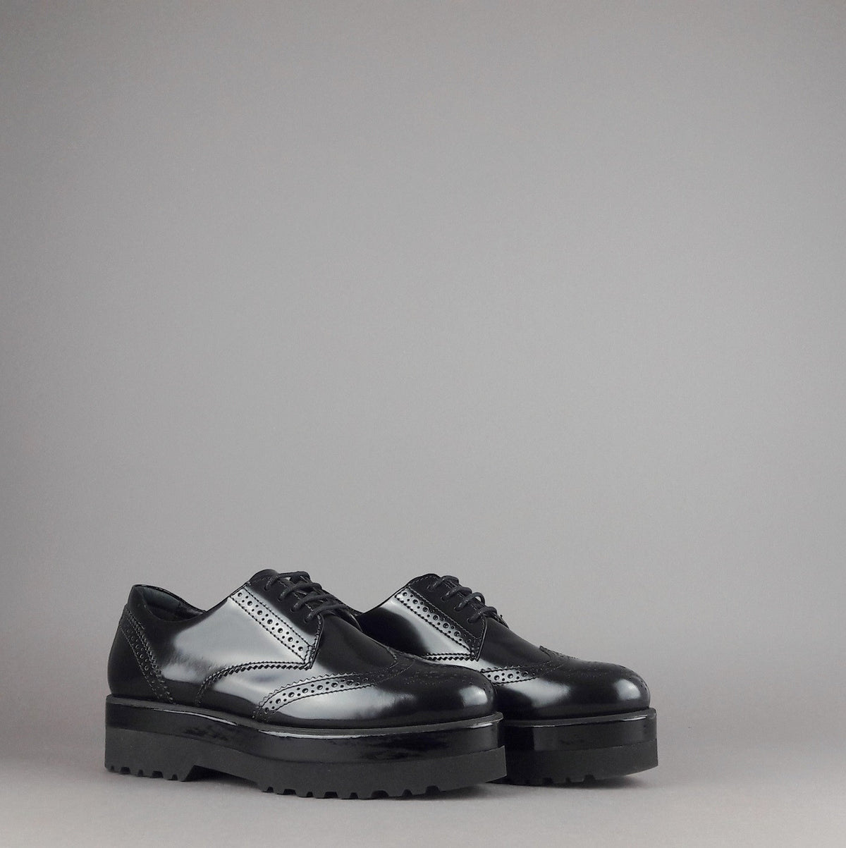 Hogan Derby Donna H308 Pelle Spazzolata Nero Bucature All'Inglese