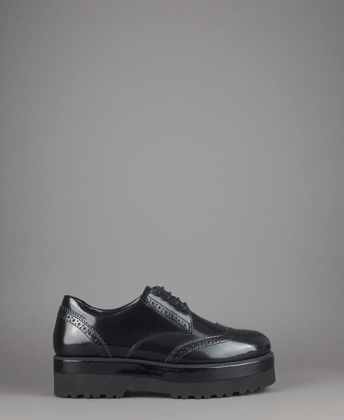 Hogan Derby Donna H308 Pelle Spazzolata Nero Bucature All'Inglese