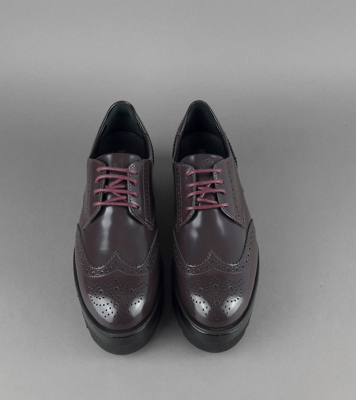Hogan Derby Donna H308 Pelle Spazzolata Prugna Bucature All'Inglese