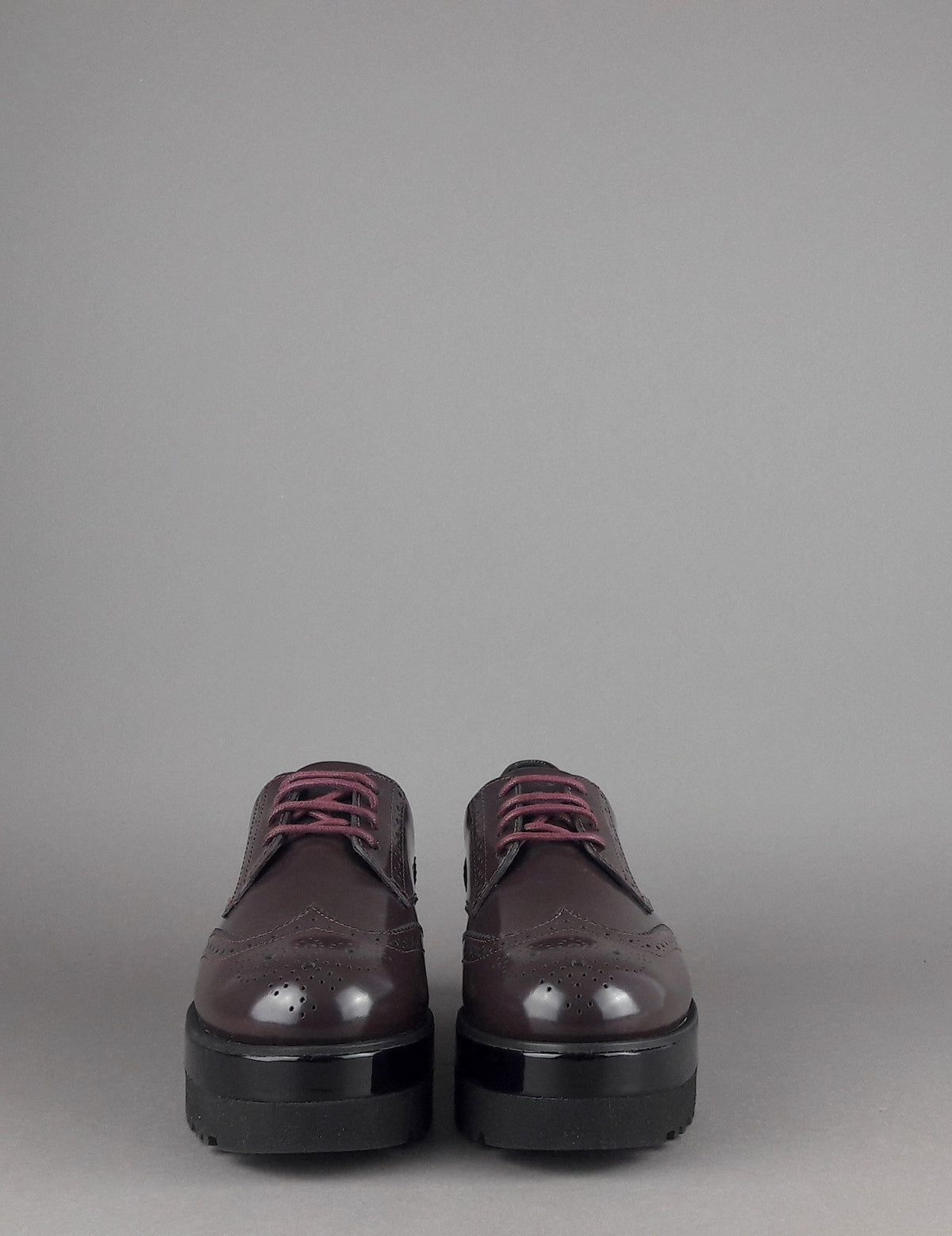 Hogan Derby Donna H308 Pelle Spazzolata Prugna Bucature All'Inglese