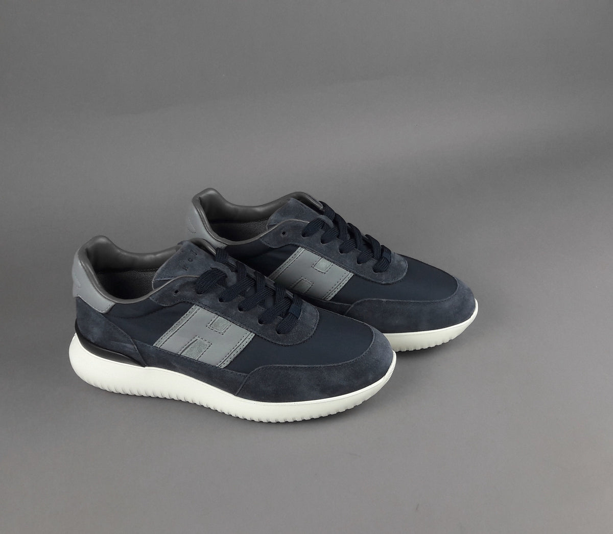 Hogan H709 Uomo Camoscio Tela Blu Scuro