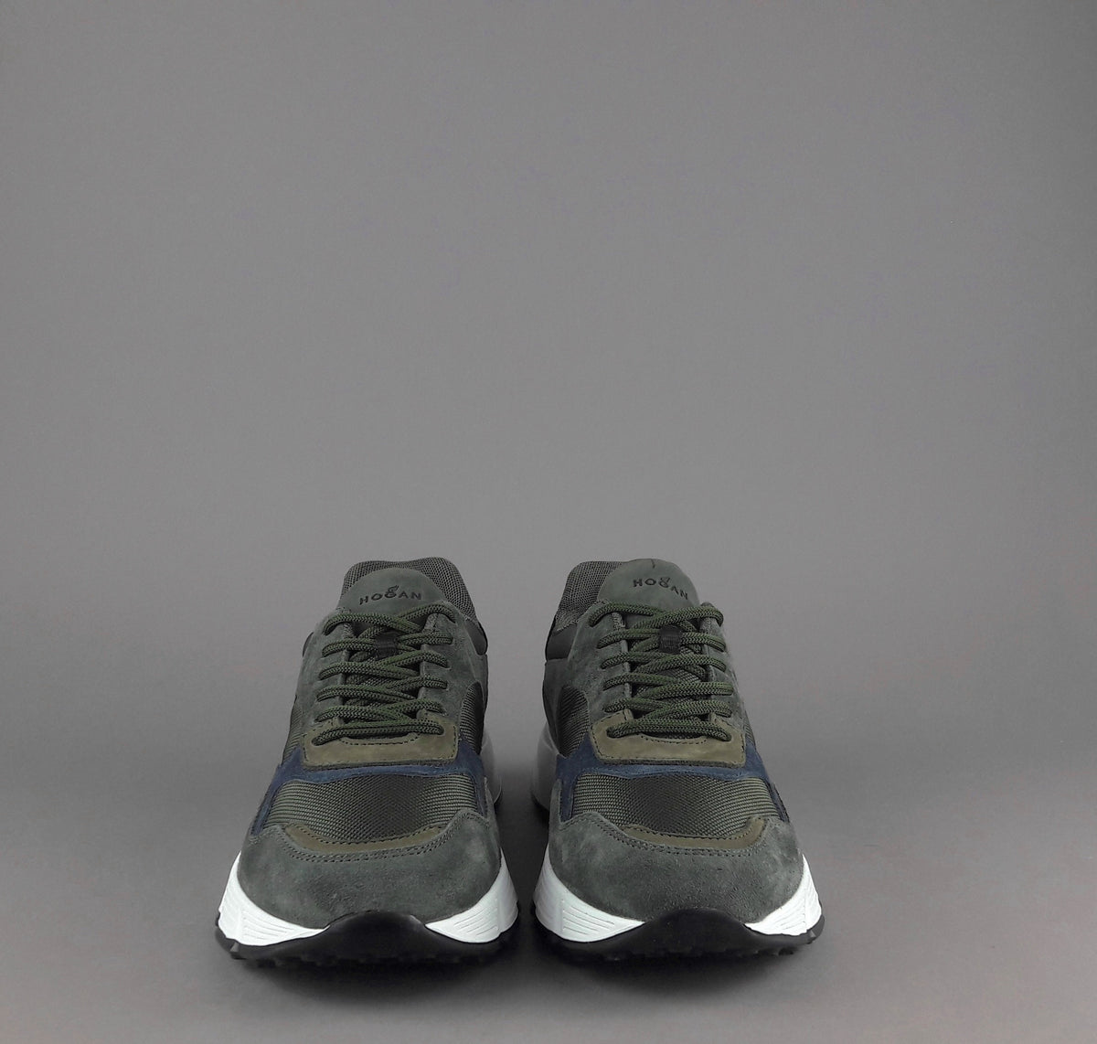 Hogan Hyperlight Uomo Camoscio Tela Verde Militare Scuro Logo Lettering