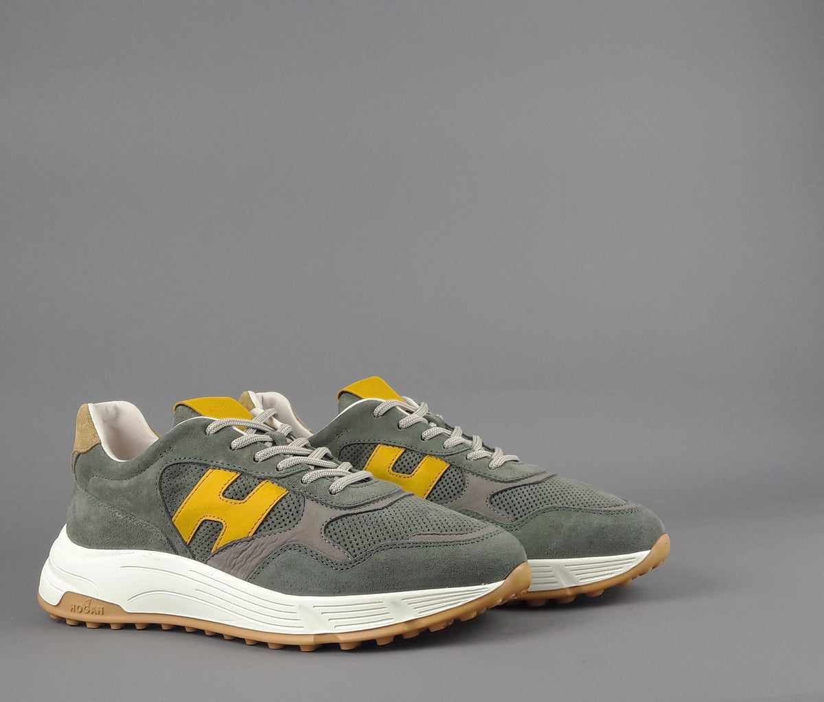 Hogan Hyperlight Uomo Camoscio Verde Militare H Cucita