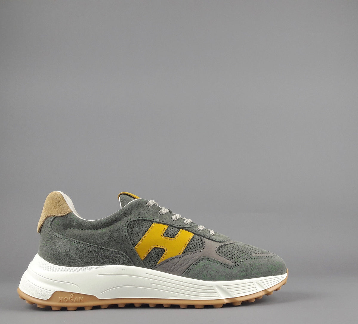 Hogan Hyperlight Uomo Camoscio Verde Militare H Cucita