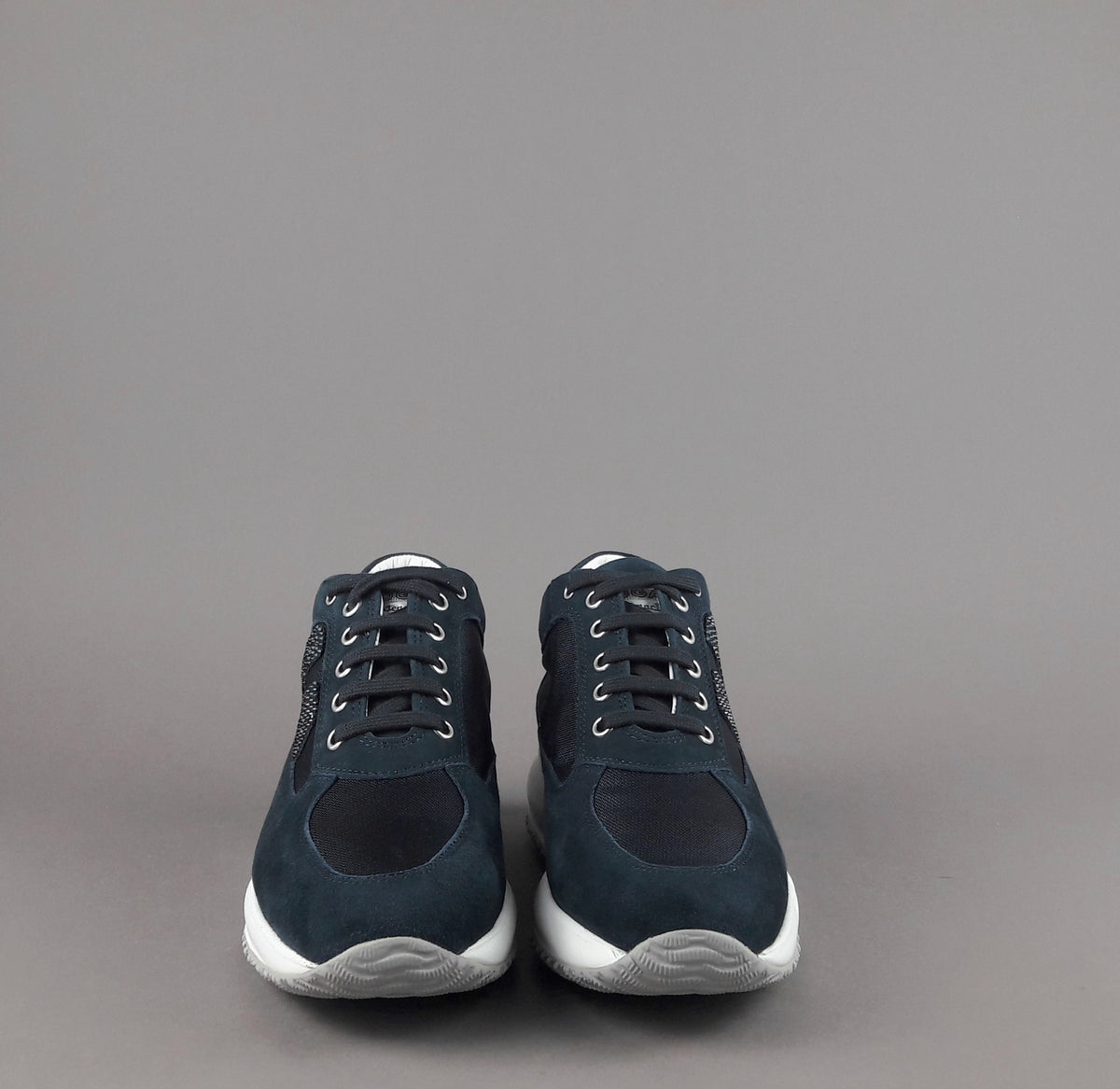 Hogan Interactive Donna Camoscio Tela Blu Scuro H Strass