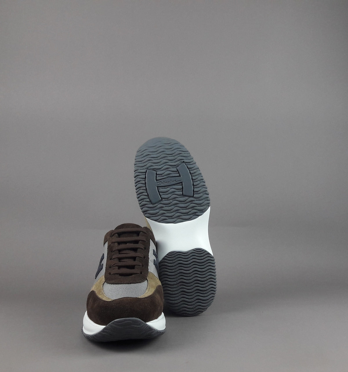 Hogan Interactive New Uomo Camoscio Tela Marrone Beige