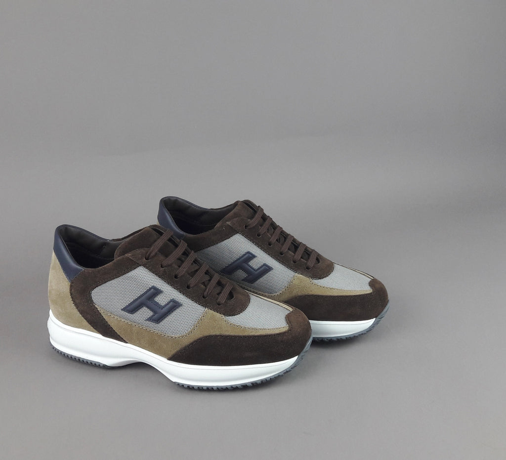 Hogan Interactive New Uomo Camoscio Tela Marrone Beige