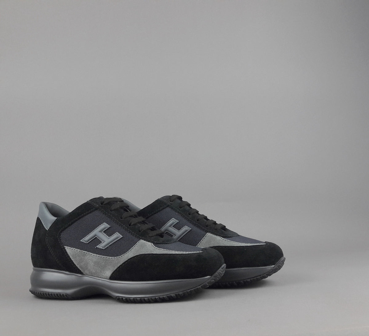 Hogan Interactive New Uomo Camoscio Tela Nero Grigio