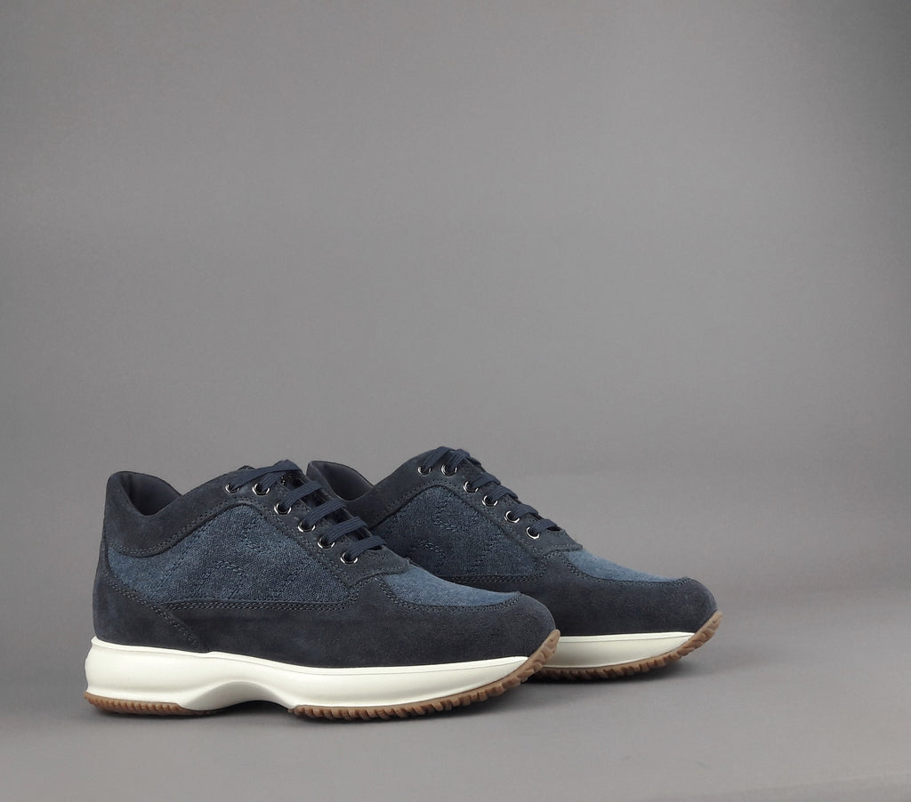Hogan Interactive Uomo Camoscio Tela Denim Blu Scuro