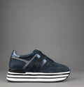 Hogan Midi Platform H483 Donna Camoscio Blu Scuro H Pelle Metal
