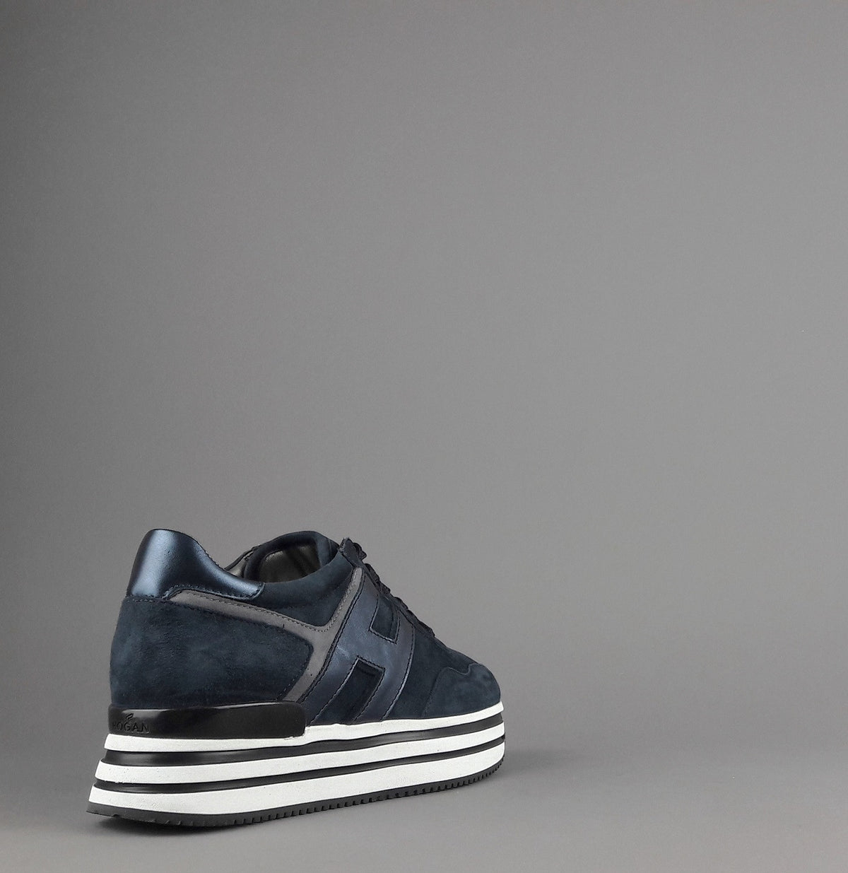 Hogan Midi Platform H483 Donna Camoscio Blu Scuro H Pelle Metal