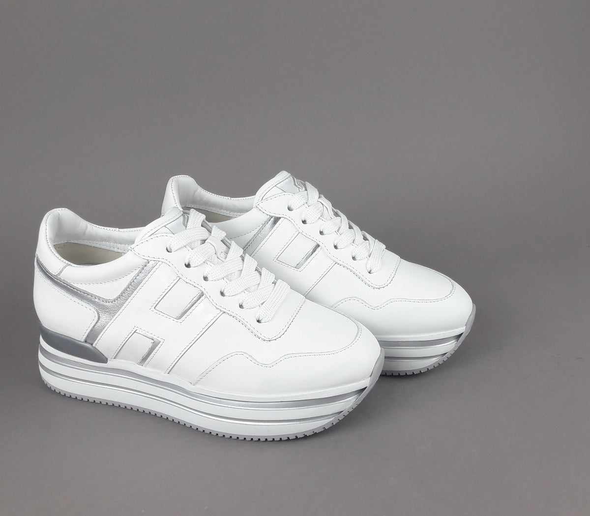 Hogan Midi Platform H483 Donna Pelle Bianco H Vernice