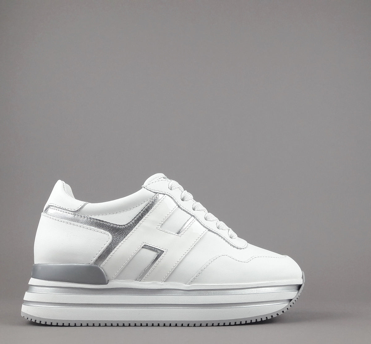 Hogan Midi Platform H483 Donna Pelle Bianco H Vernice
