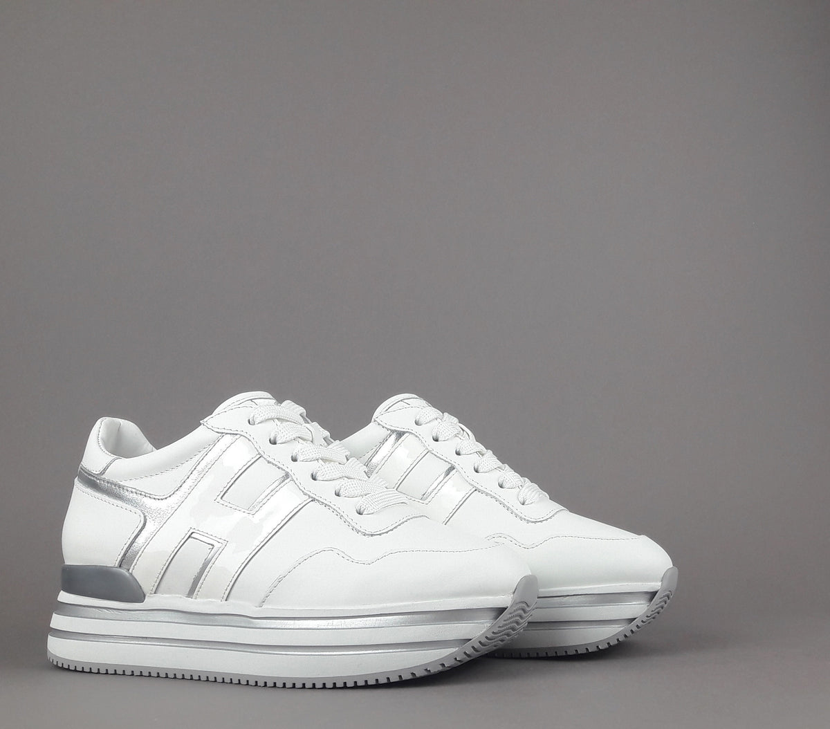 Hogan Midi Platform H483 Donna Pelle Bianco H Vernice