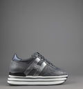 Hogan Midi Platform H483 Donna Tessuto Shiny Grigio Scuro H Pelle Metal