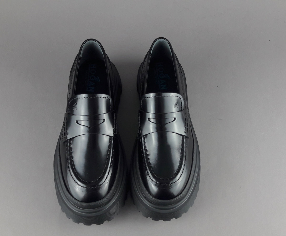 Hogan Mocassino Donna H629 Pelle Abrasivata Nero H Impressa