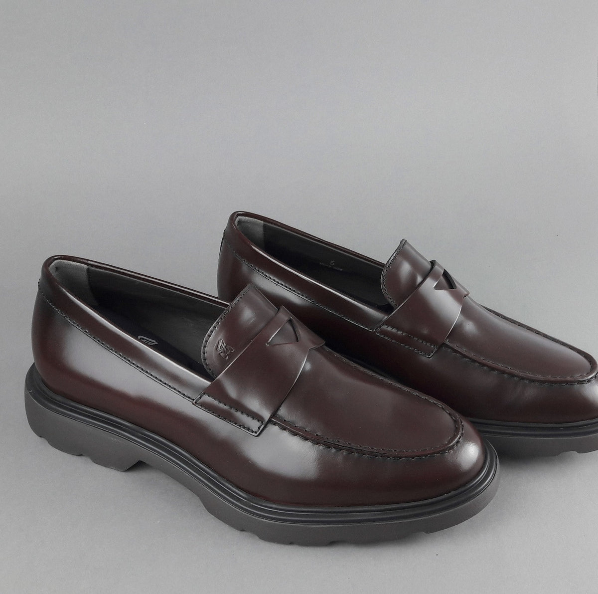 Hogan Mocassino Uomo H393 Pelle Spazzolata Marrone Scuro
