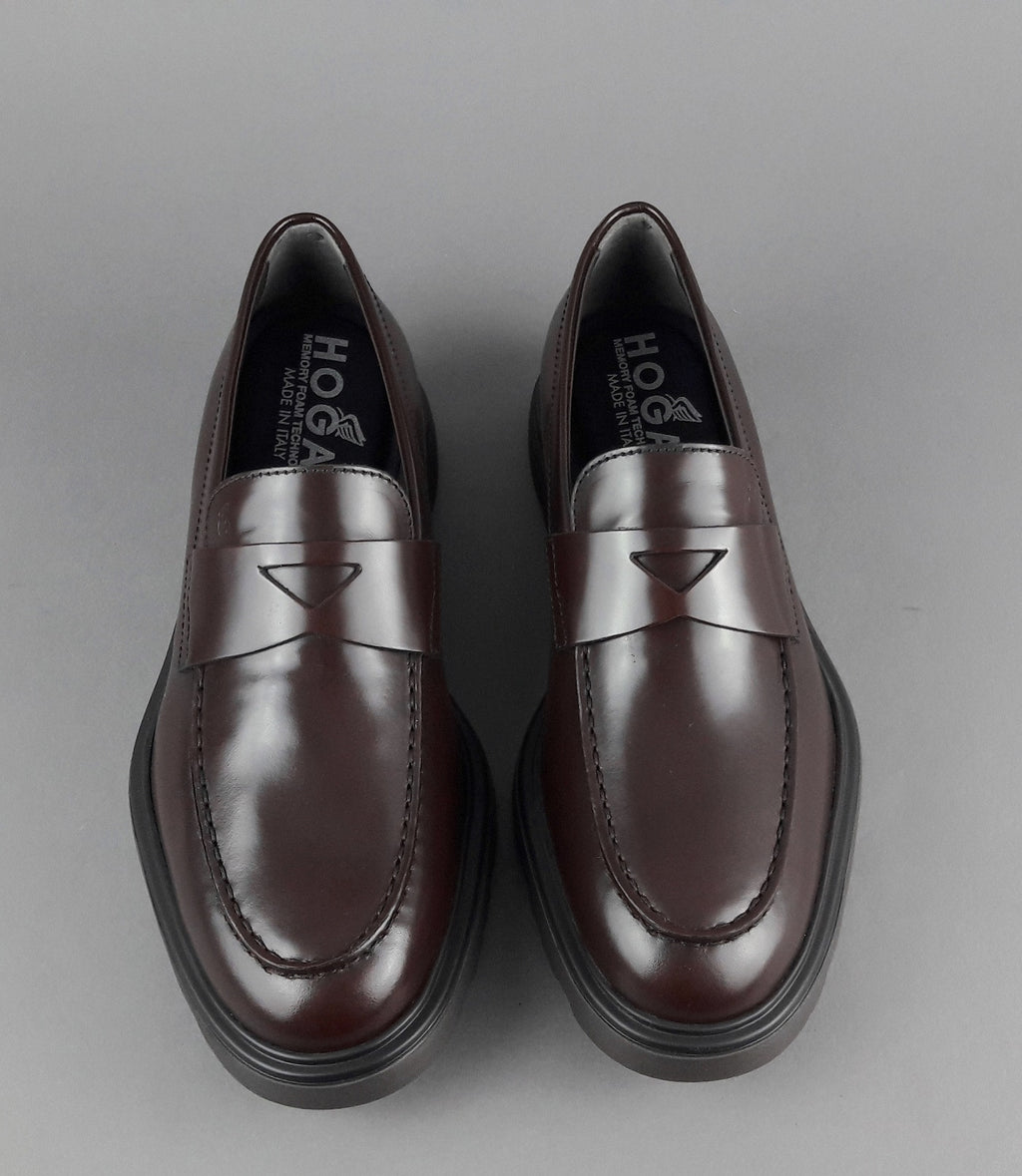 Hogan Mocassino Uomo H393 Pelle Spazzolata Marrone Scuro