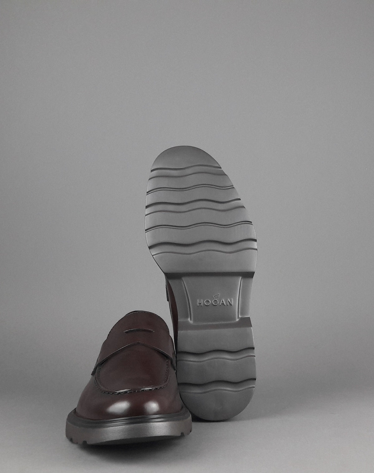 Hogan Mocassino Uomo H393 Pelle Spazzolata Marrone Scuro