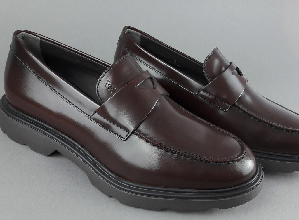 Hogan Mocassino Uomo H393 Pelle Spazzolata Marrone Scuro