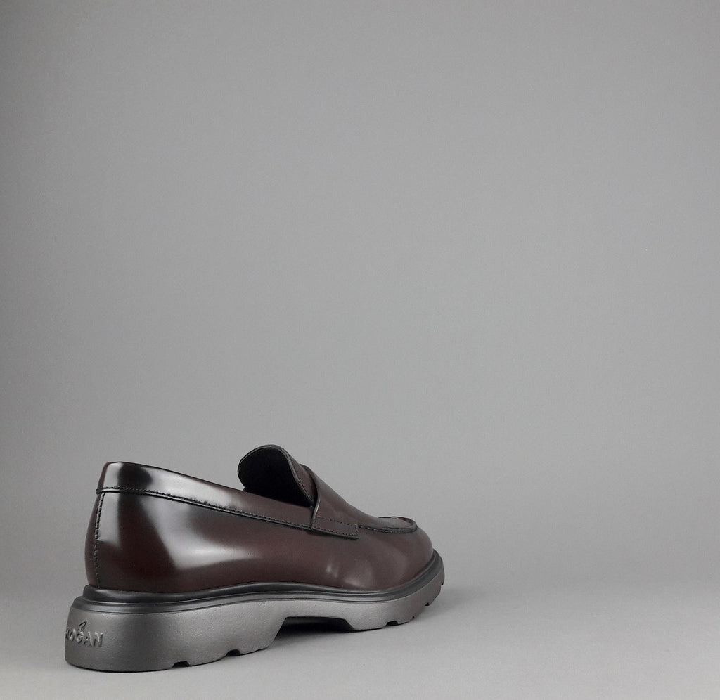 Hogan Mocassino Uomo H393 Pelle Spazzolata Marrone Scuro