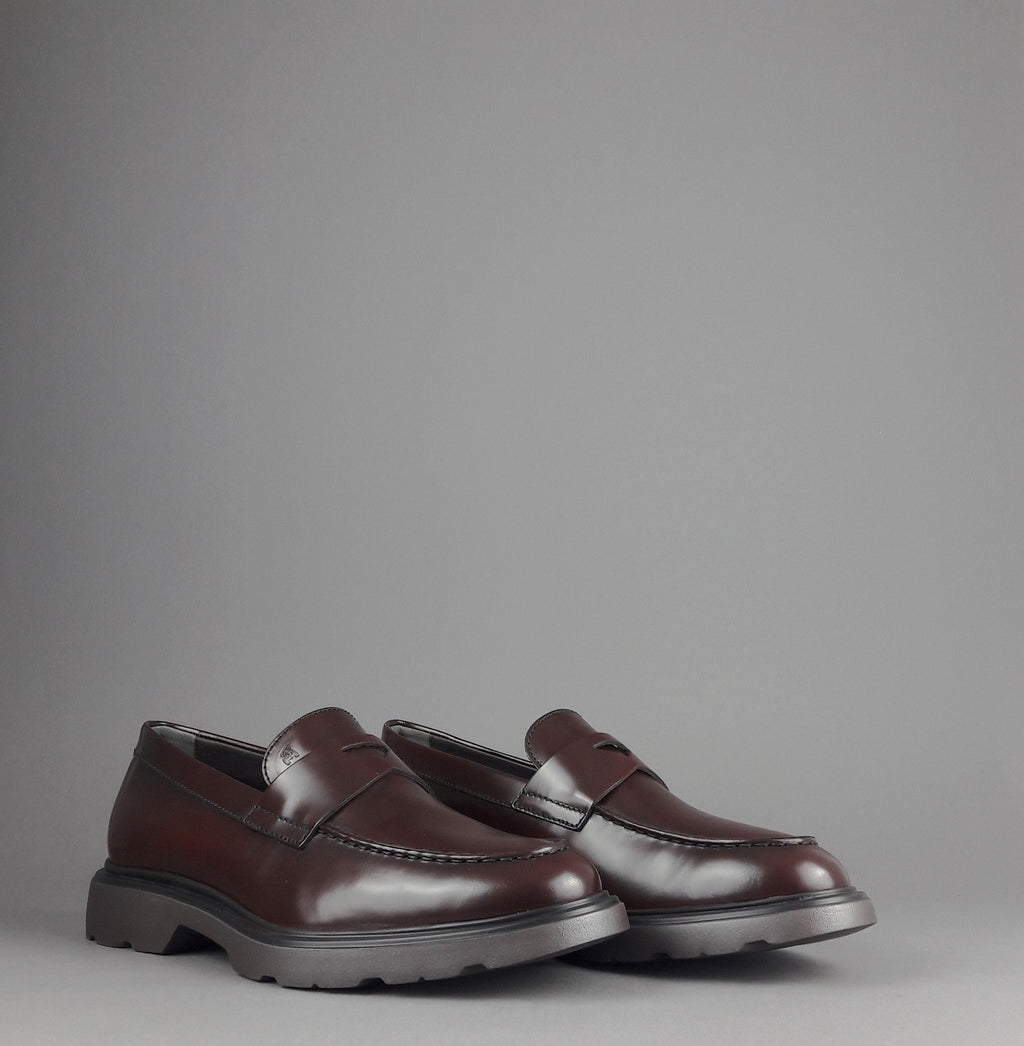 Hogan Mocassino Uomo H393 Pelle Spazzolata Marrone Scuro