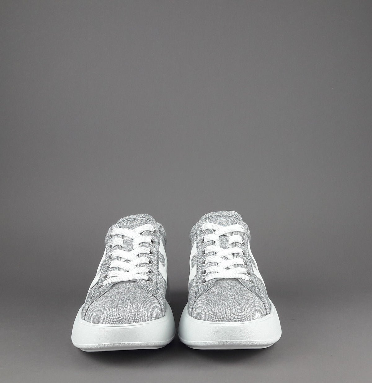Hogan Rebel Donna H562 Tessuto Glitter Argento H Onda Pelle