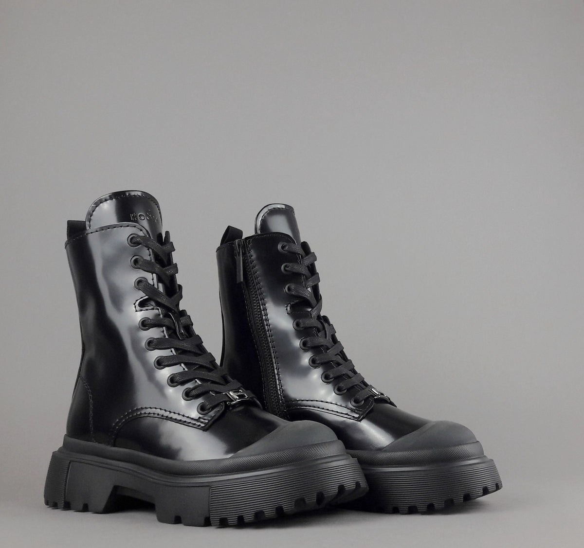 Hogan Anfibio H619 Donna Pelle Spazzolata Nero H Logo