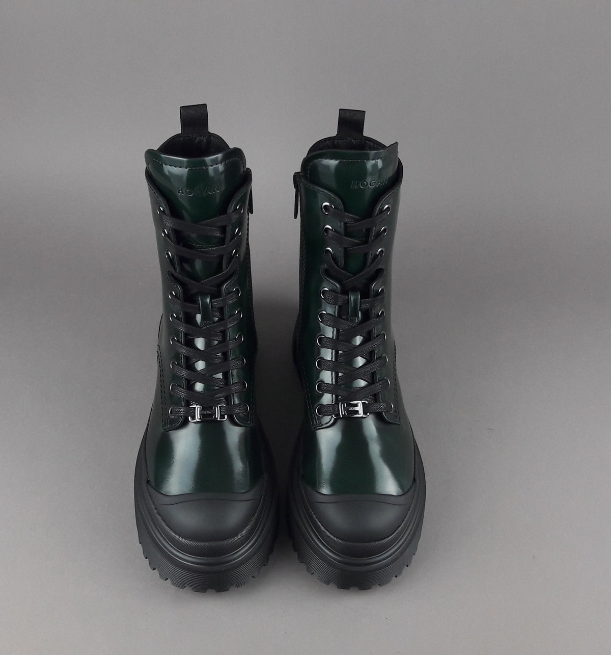 Hogan Anfibio H619 Donna Pelle Spazzolata Verde Scuro H Logo