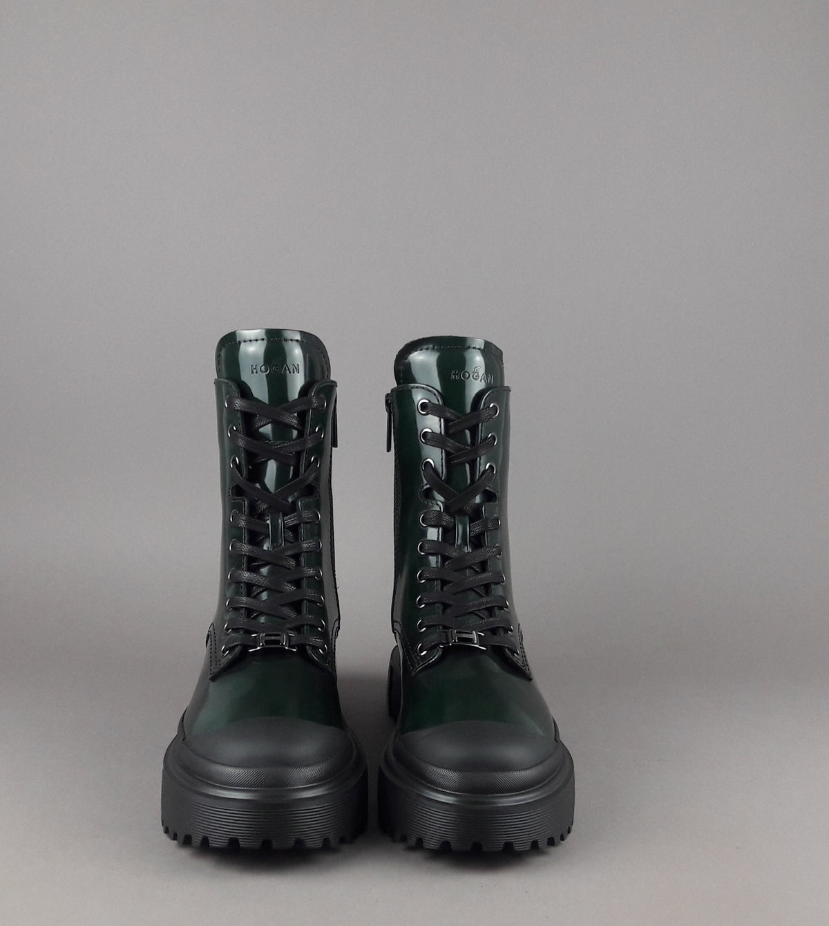 Hogan Anfibio H619 Donna Pelle Spazzolata Verde Scuro H Logo