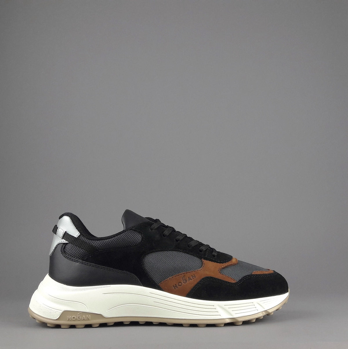 Hogan Hyperlight Uomo Camoscio Tela Nero Logo Lettering