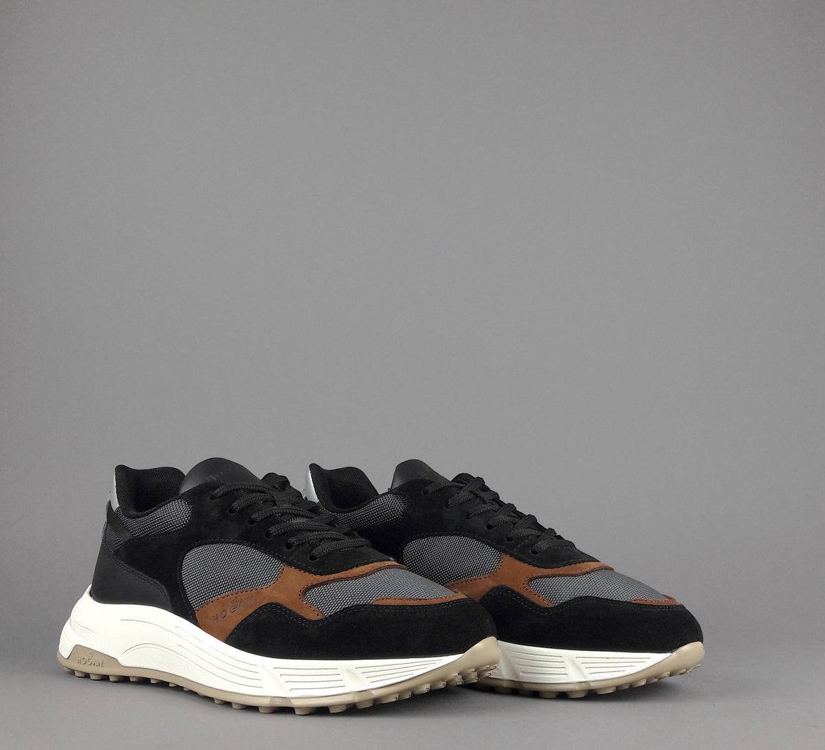 Hogan Hyperlight Uomo Camoscio Tela Nero Logo Lettering