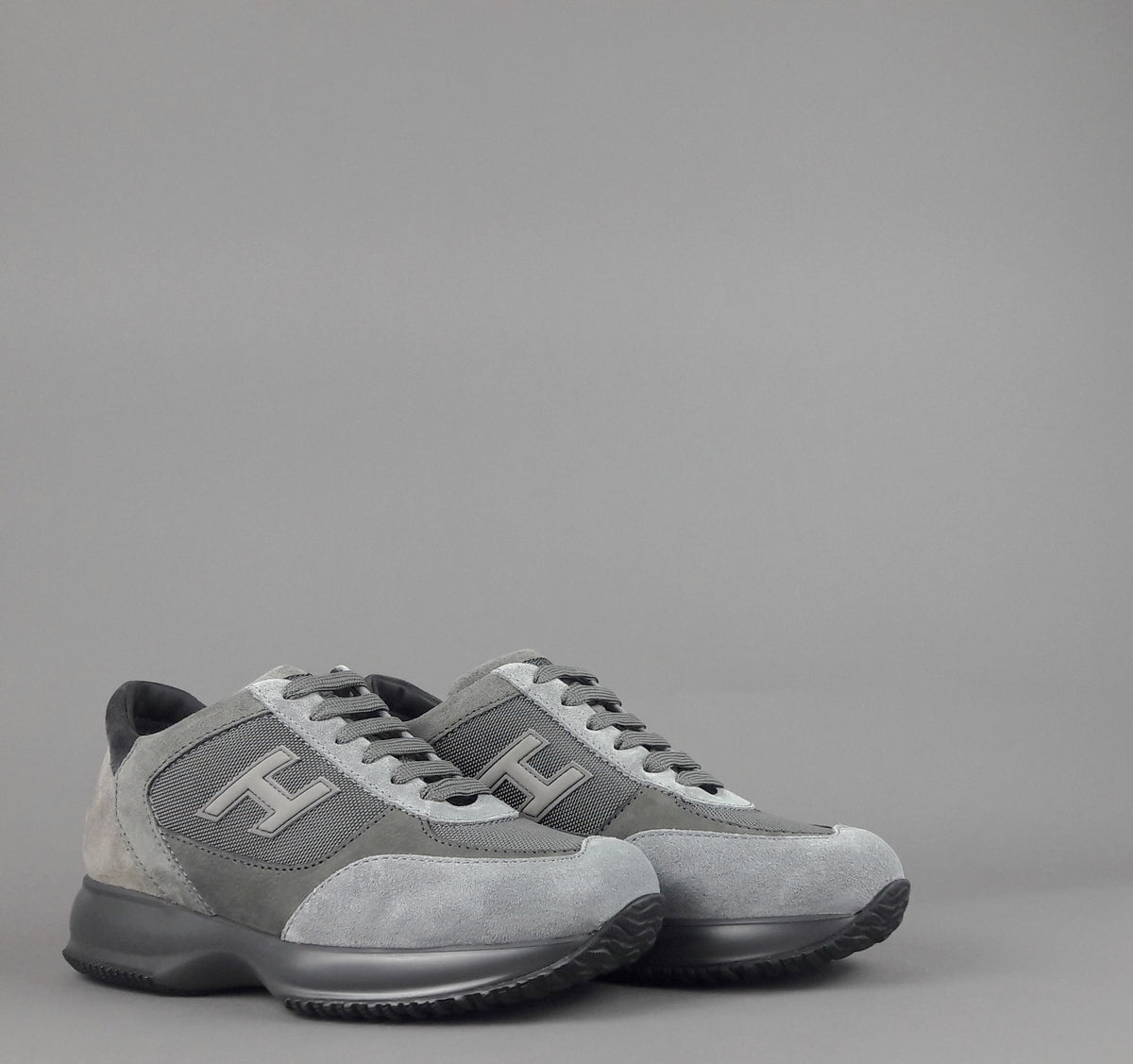 Hogan Interactive New Uomo Camoscio Tela Grigio Chiaro H Flock