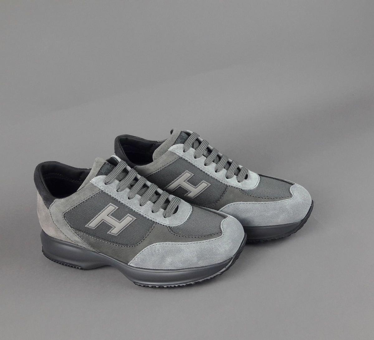 Hogan Interactive New Uomo Camoscio Tela Grigio Chiaro H Flock