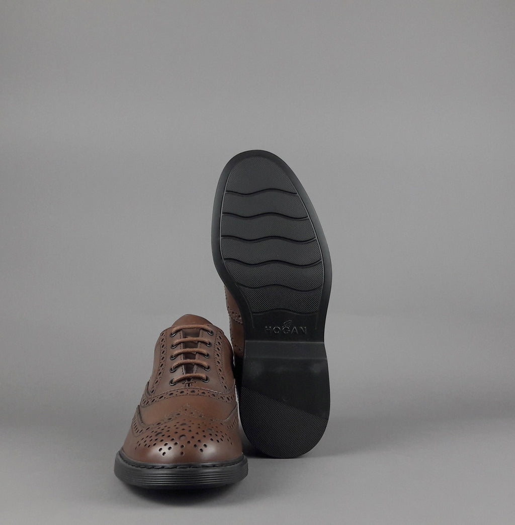 Hogan Scarpa Francesina H576 Uomo Pelle Marrone