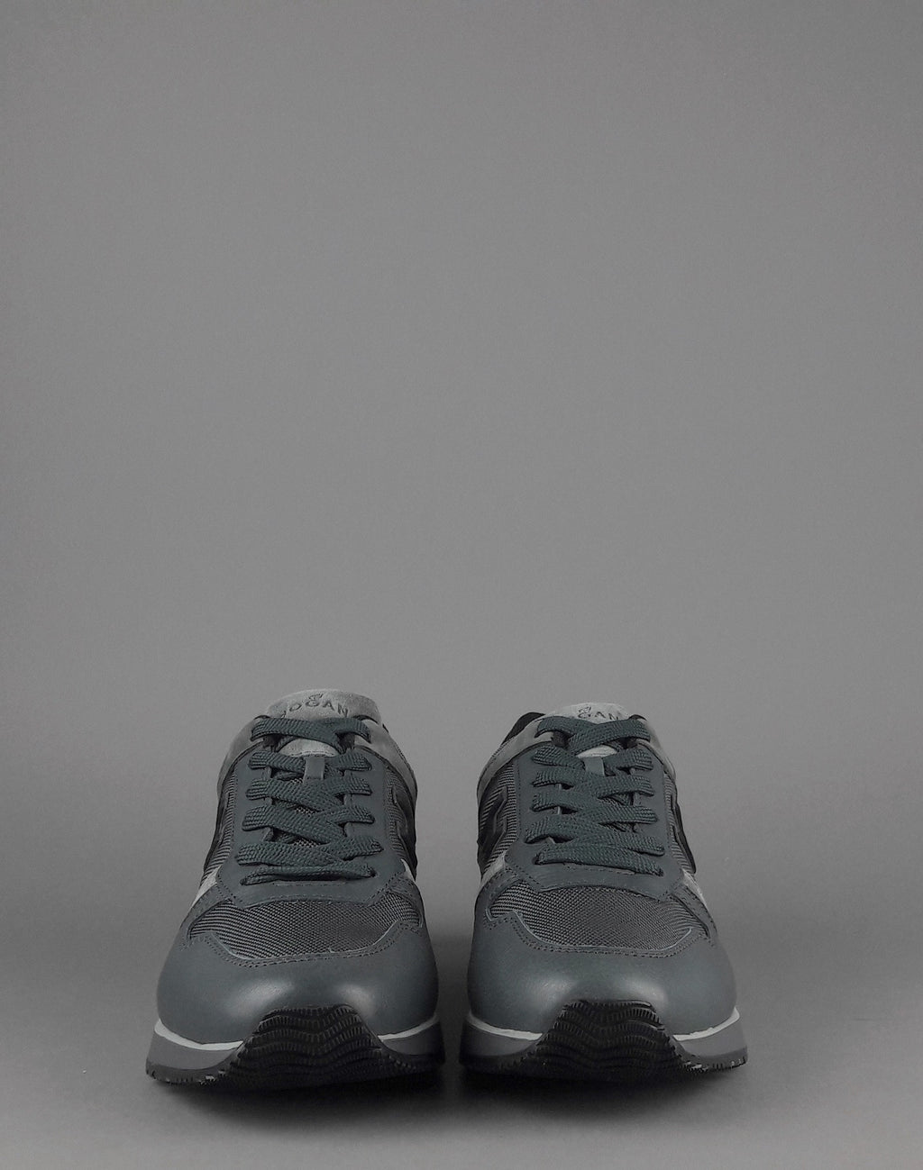 Hogan Sneakers H321 Uomo Pelle Tela Camoscio Grigio Scuro H Flock