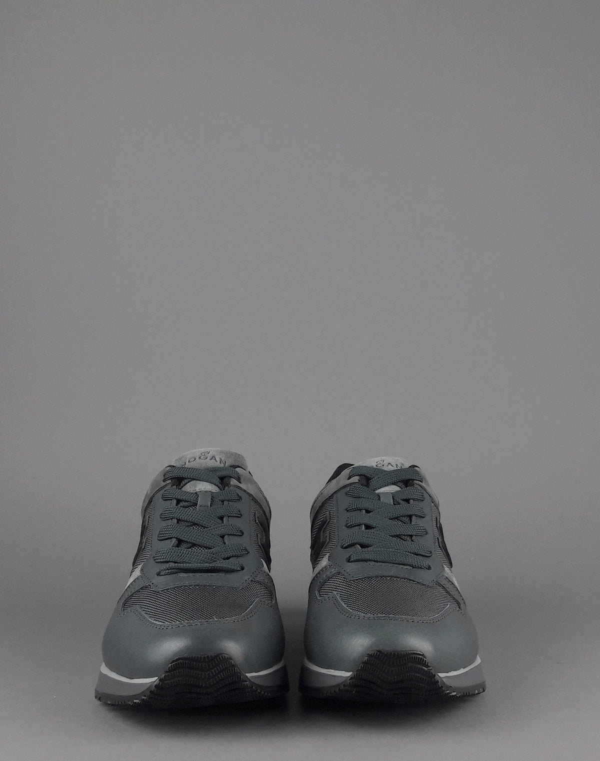 Hogan Sneakers H321 Uomo Pelle Tela Camoscio Grigio Scuro H Flock