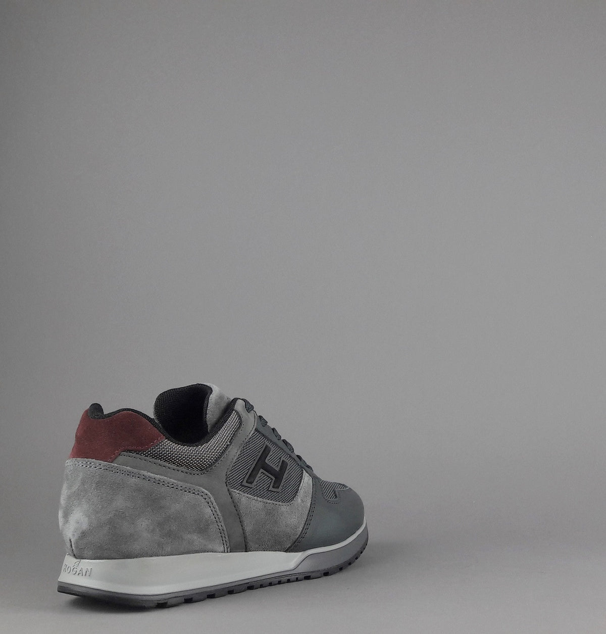 Hogan Sneakers H321 Uomo Pelle Tela Camoscio Grigio Scuro H Flock