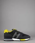 Hogan Sneakers H383 Uomo Pelle Gommata Tela Nero Giallo
