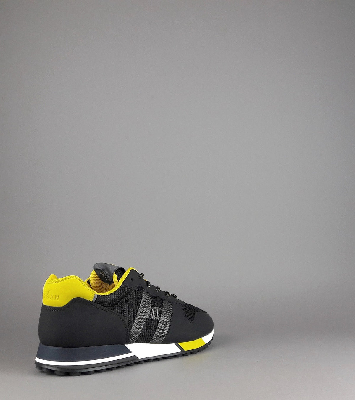 Hogan Sneakers H383 Uomo Pelle Gommata Tela Nero Giallo