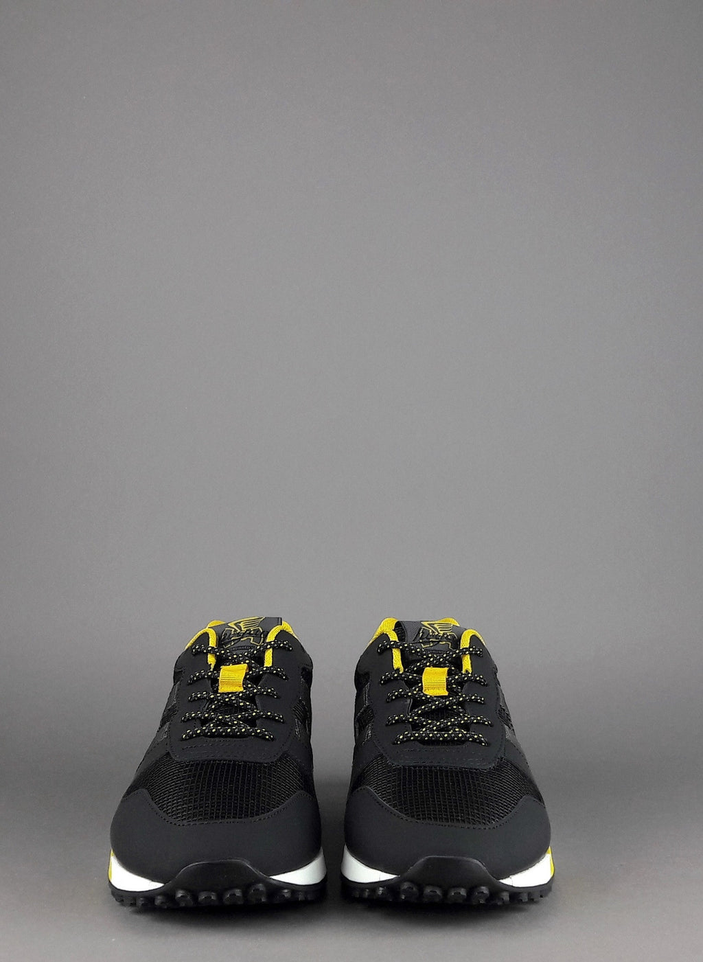 Hogan Sneakers H383 Uomo Pelle Gommata Tela Nero Giallo