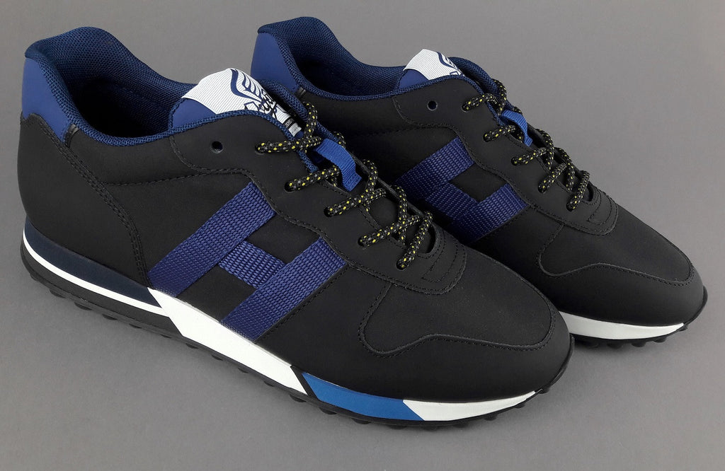 Hogan Sneakers H383 Uomo Pelle Gommata Tela Nero H Tessuto