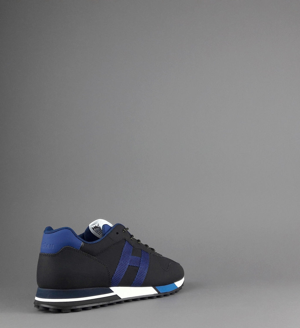 Hogan Sneakers H383 Uomo Pelle Gommata Tela Nero H Tessuto