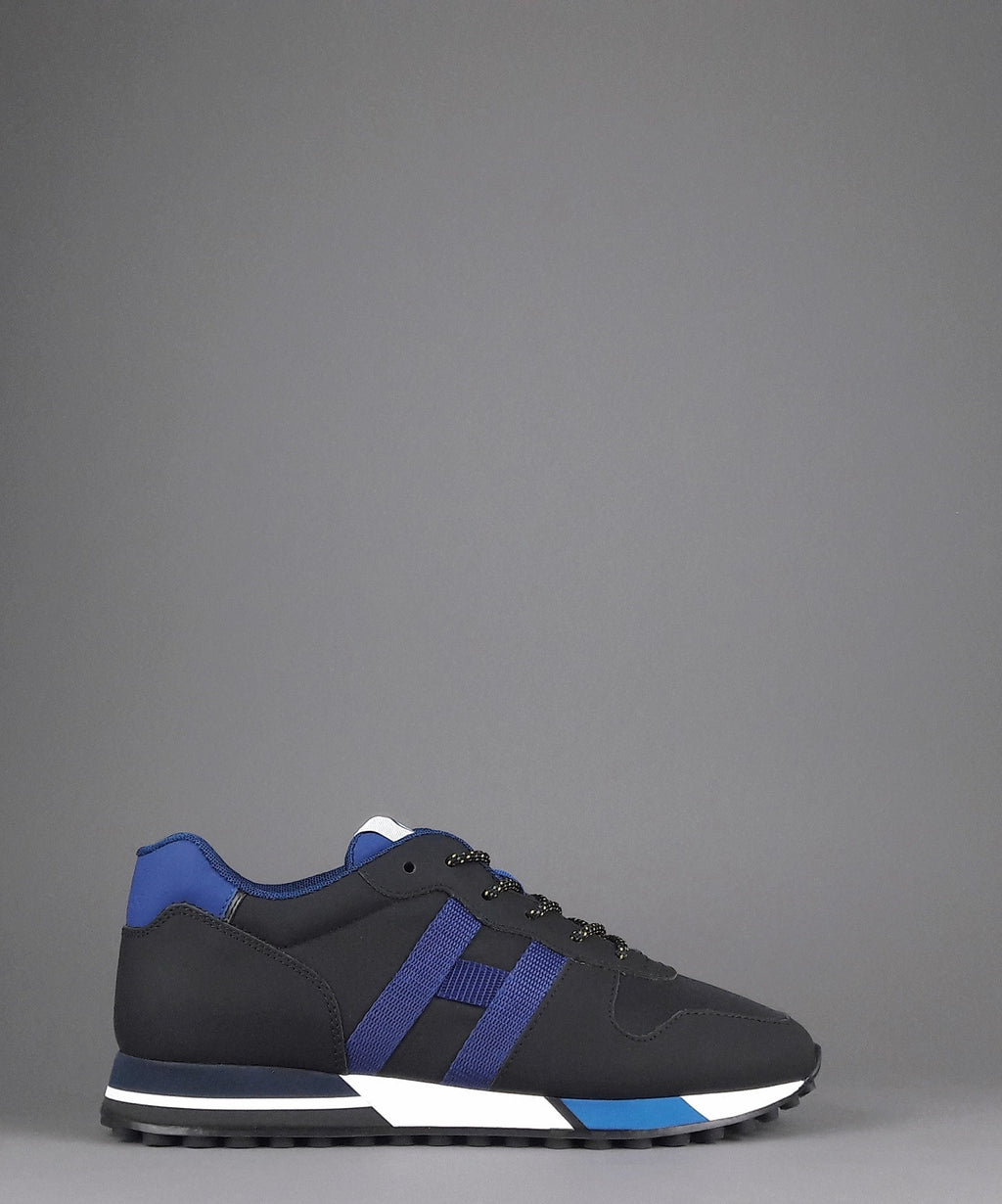 Hogan Sneakers H383 Uomo Pelle Gommata Tela Nero H Tessuto