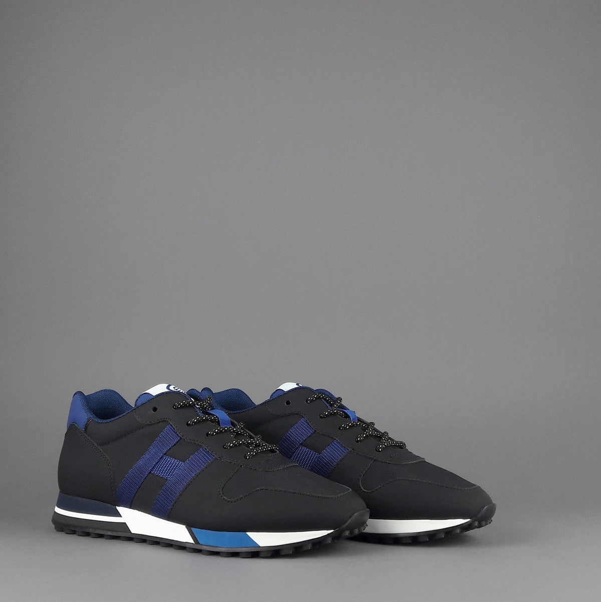Hogan Sneakers H383 Uomo Pelle Gommata Tela Nero H Tessuto