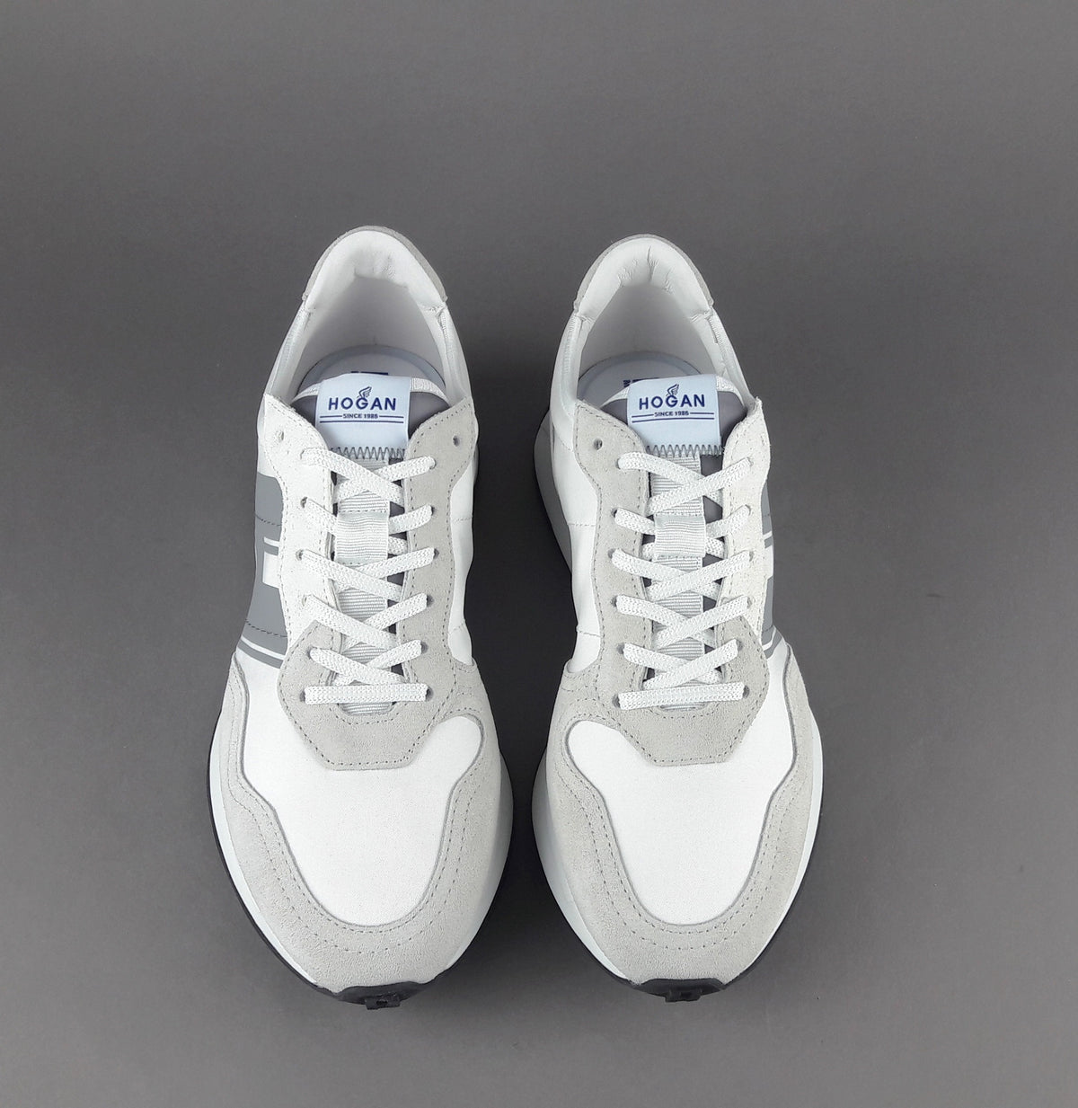 Hogan Sneakers H601 Uomo Camoscio Tela Bianco Opaco H Gommata Stampata