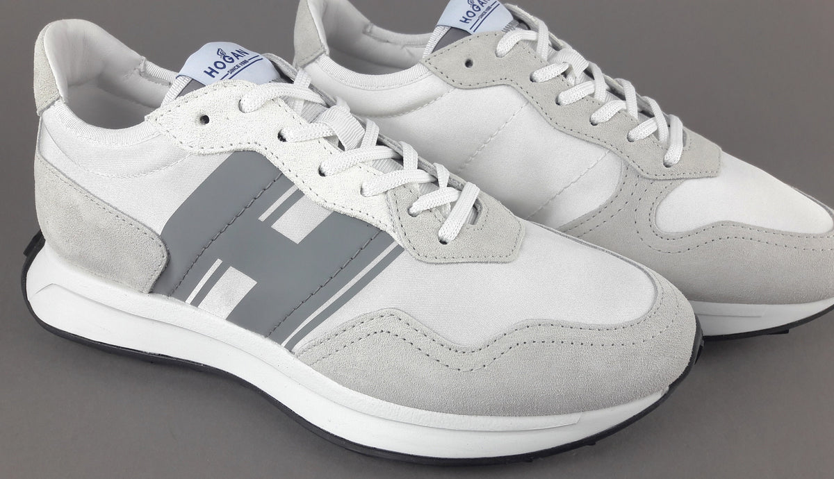 Hogan Sneakers H601 Uomo Camoscio Tela Bianco Opaco H Gommata Stampata