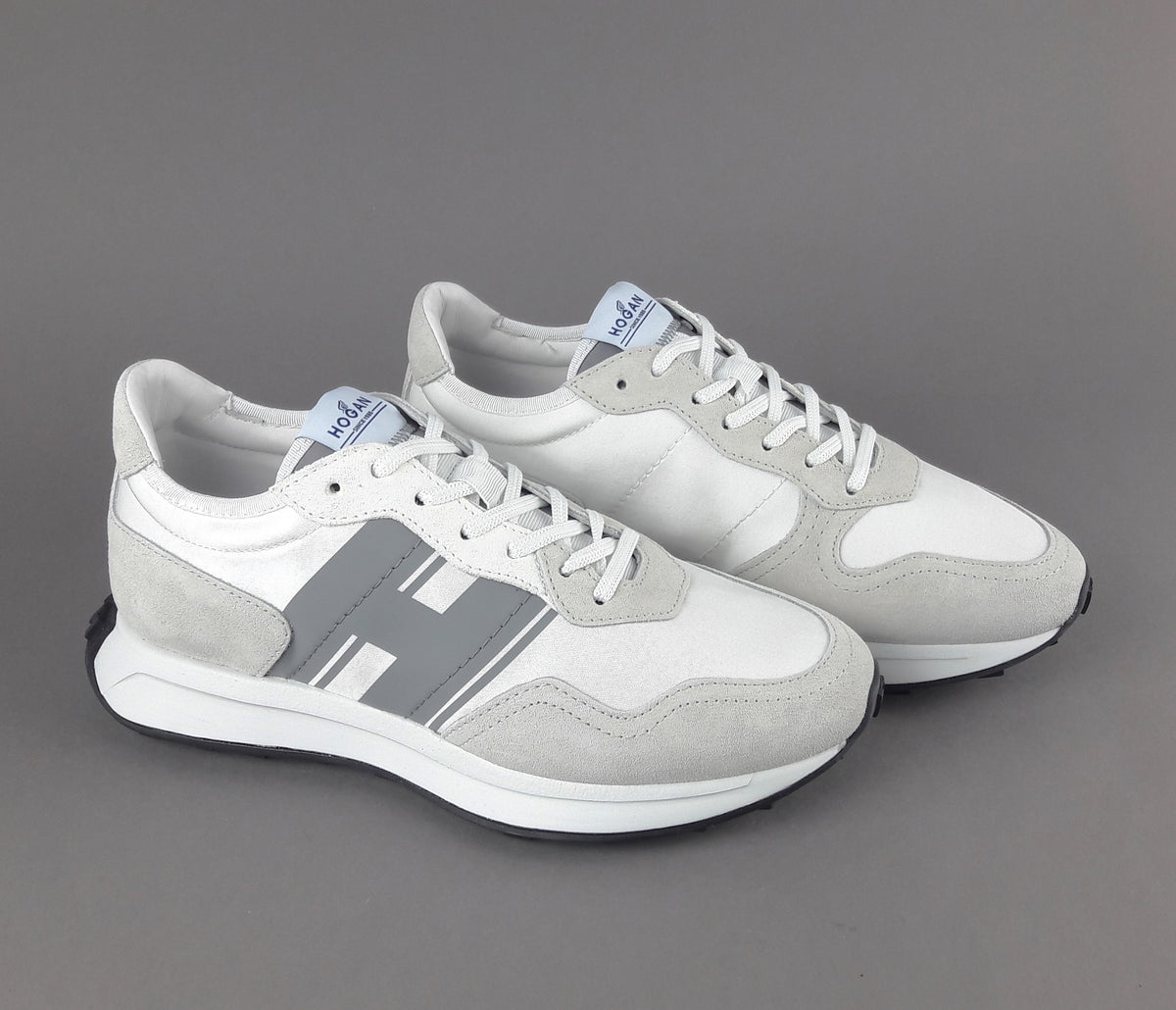 Hogan Sneakers H601 Uomo Camoscio Tela Bianco Opaco H Gommata Stampata
